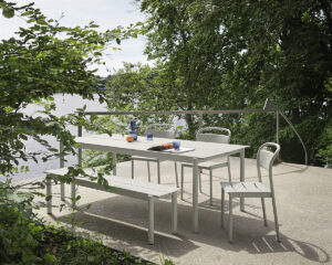 Table rectangulaire Linear Steel Outdoor, design Thomas Bentzen collection Muuto