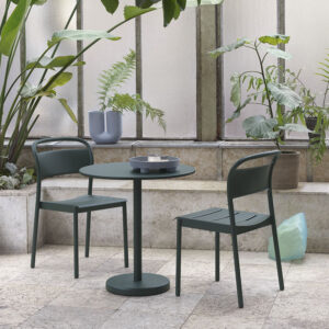 Table ronde Linear Steel Café Outdoor, design Thomas Bentzen collection Muuto