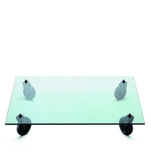 Table basse tavolo con ruote, design Gae Aulenti, collection Fontana Arte, In Situ Quimper